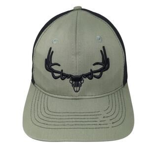 Deer Hunting Snapback Trucker Hat Green One Size Adjustable Mesh Back Arcadian